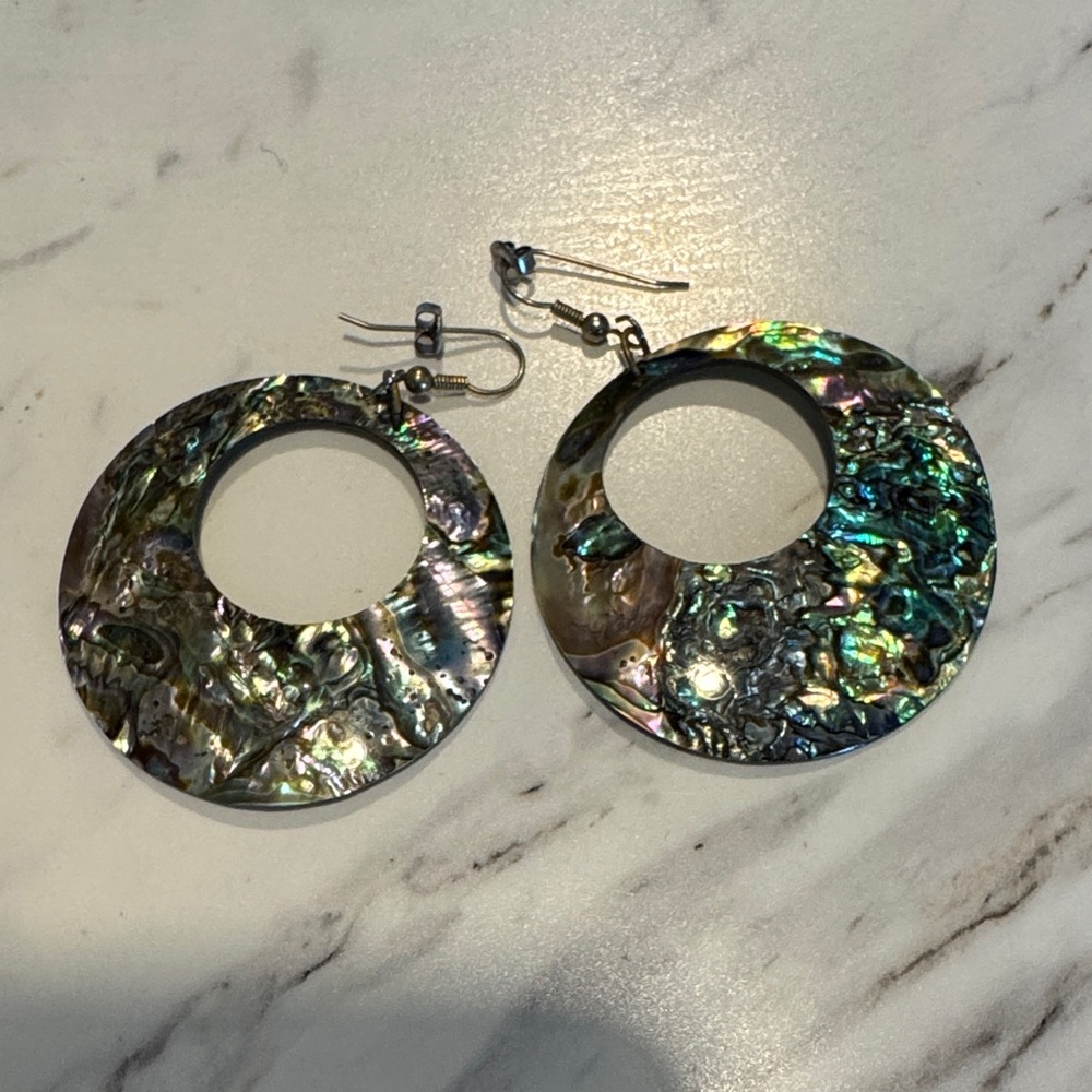 Elegant Abalone Shell Hoop Earrings
